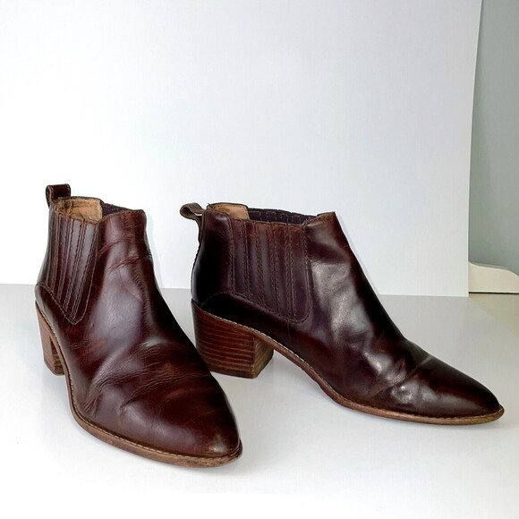 Madewell Bonham Boot Chelsea Western Ankle Bootie Cherry Wood Brown Leather Sz 8 - Picture 7 of 12